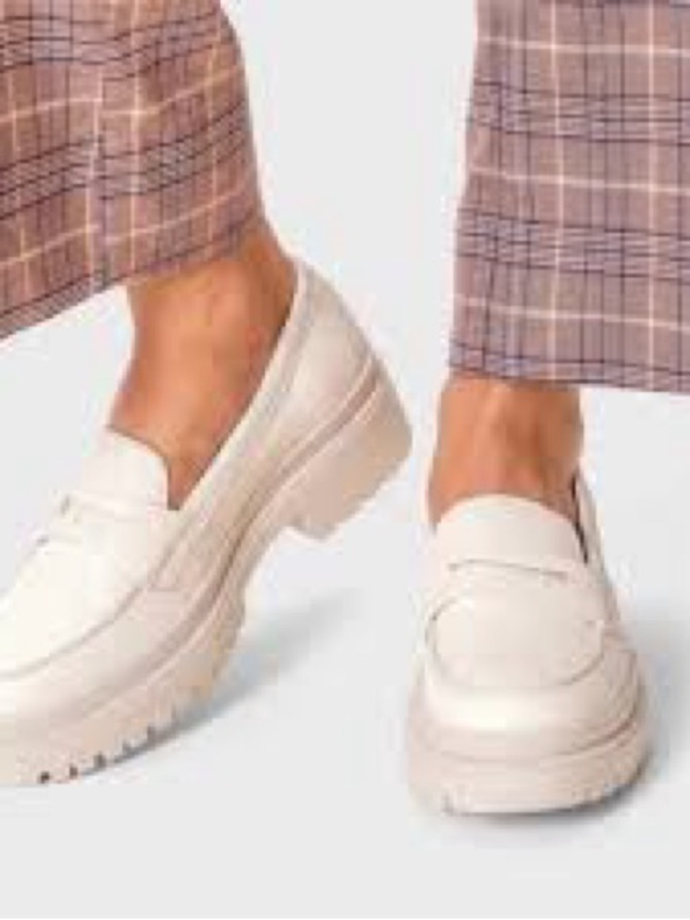 Platform Penny Loafers in Cream